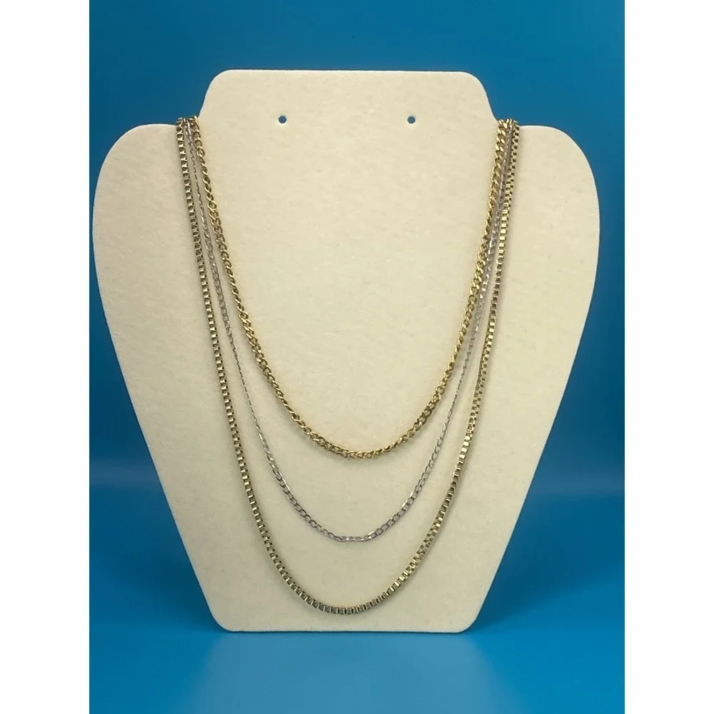 Fashion Layering Chain Necklace Set‎ Gold Tone Silver Tone Mixed Link Styles